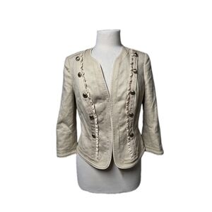 WOMENS WHITE HOUSE BLACK MARKET GOLD TONE BLAZER SIZE 6